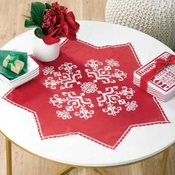 Nob Hill Christmas Wonder Table Topper Stamped Cross-Stitch Kit