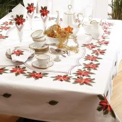 Herrschners Poinsettia Table Linens Stamped Embroidery
