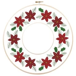 Herrschners Poinsettia Wreath Stamped Embroidery Kit
