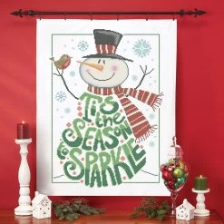 Herrschners Tis The Season To Sparkle Lap Quilt Top, Finishing Kit, & Hanger Set Stamped Cross-Stitch