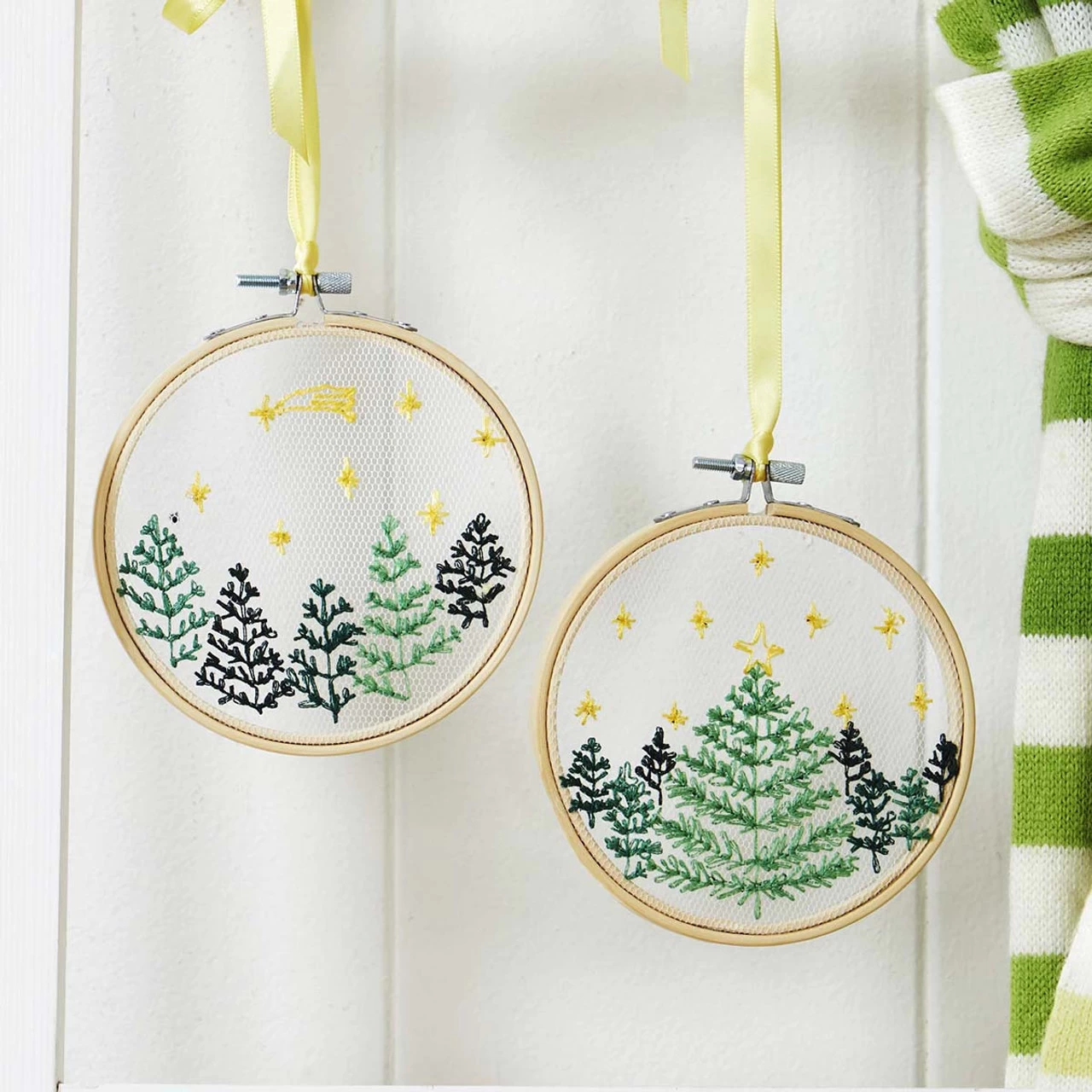 Herrschners Tulle Pine Trees Hoop Stamped Embroidery Kit 1 Herrschners Tulle Pine Trees Hoop Stamped Embroidery Kit