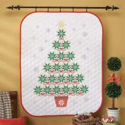 Herrschners Nordic Tree Lap Quilt Stamped Cross-Stitch Kit