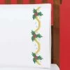 Herrschners Holly Garland Pillowcase Pair Stamped Cross-Stitch