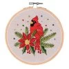 Craftways Cardinal With Poinsettia Hoop Stamped Embroidery Kit