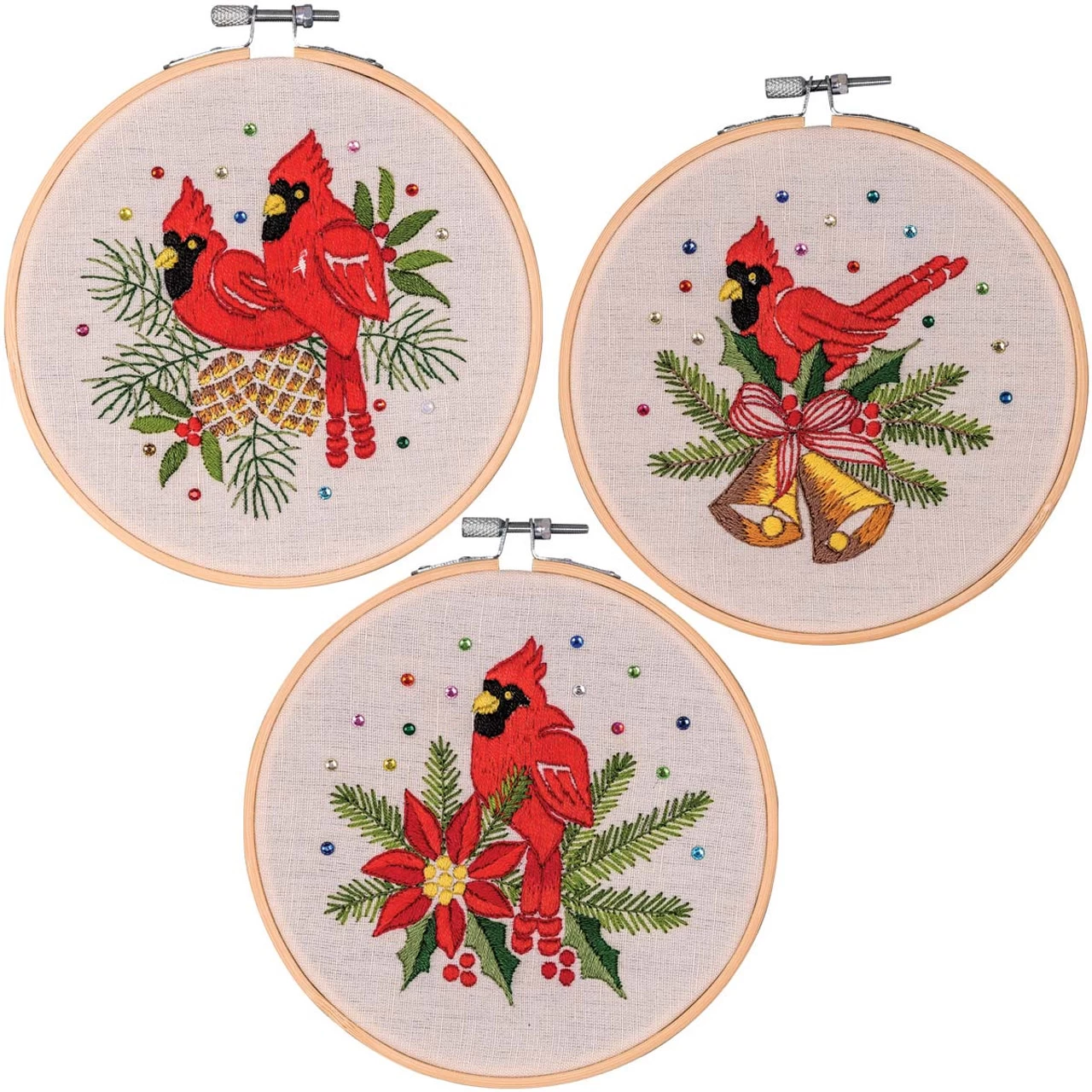 Craftways Christmas Cardinals Hoop Set Stamped Embroidery 1 Craftways Christmas Cardinals Hoop Set Stamped Embroidery