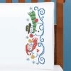 Herrschners Snow Swirls Pillowcase Pair Stamped Cross-Stitch