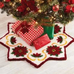 Herrschners Poinsettia Star Tree Skirt Latch Hook Kit