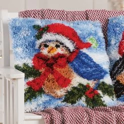 Herrschners Santa Tweets Pillow Latch Hook Kit