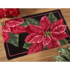 Herrschners Poinsettia Designer Rug #4 Latch Hook Kit