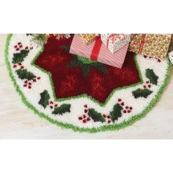 Herrschners Poinsettia Tree Skirt Latch Hook Kit