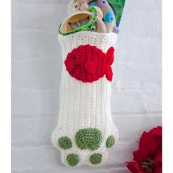 Red Heart Cat Paws Christmas Stocking Crochet Kit