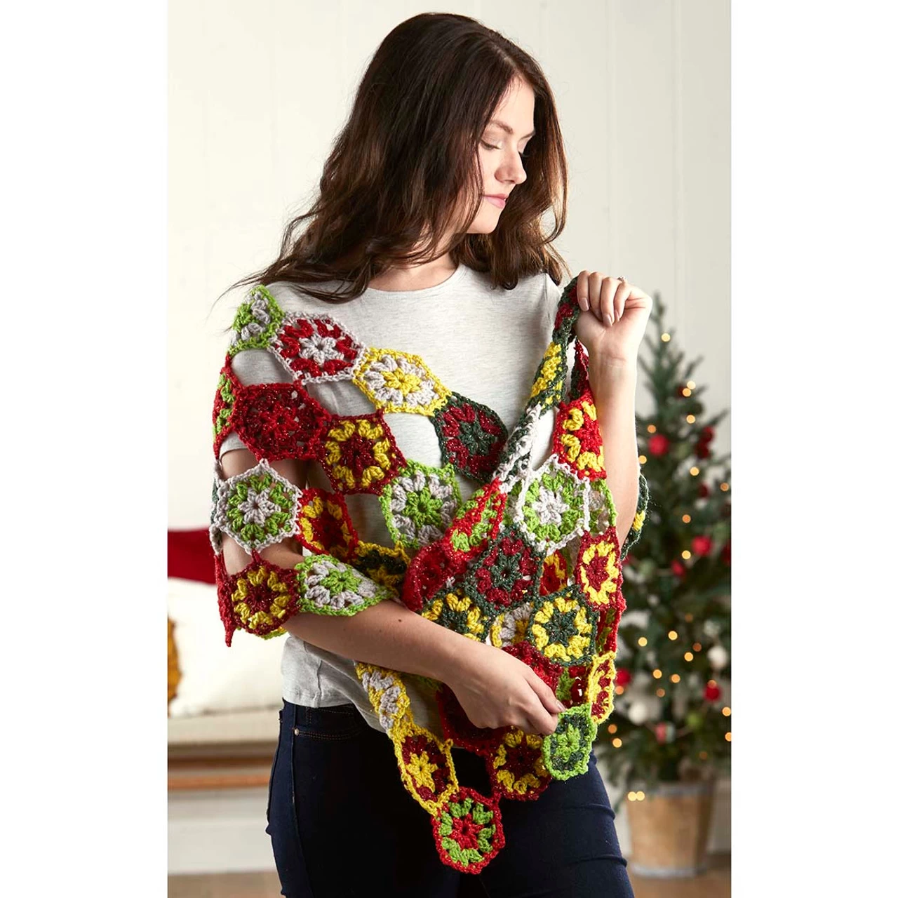 Herrschners Merry & Sparkle Shawl Crochet Kit 1 Herrschners Merry & Sparkle Shawl Crochet Kit